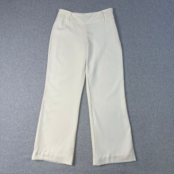 White House Black Market Dress Pants Cream Womens Size 8R Mid Rise Straight Leg - Picture 1 of 9